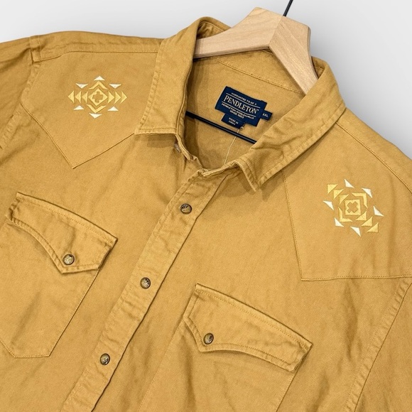 Pendleton Other - PENDLETON Men’s Chandler Cotton Embroidered Denim Western Shirt Tan Size XXL NWT
